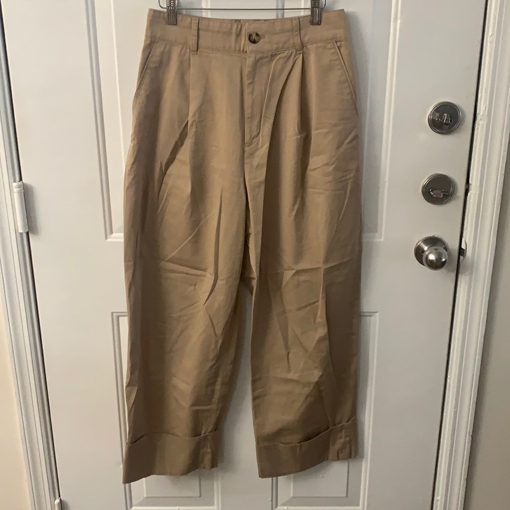 Club Monaco Size 8 Womens wide leg high waist trousers khaki